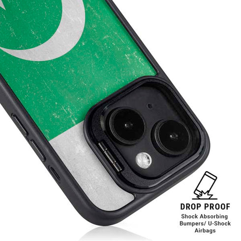 Pakistan Flag Distressed iPhone 15 Plus Kickstand Case